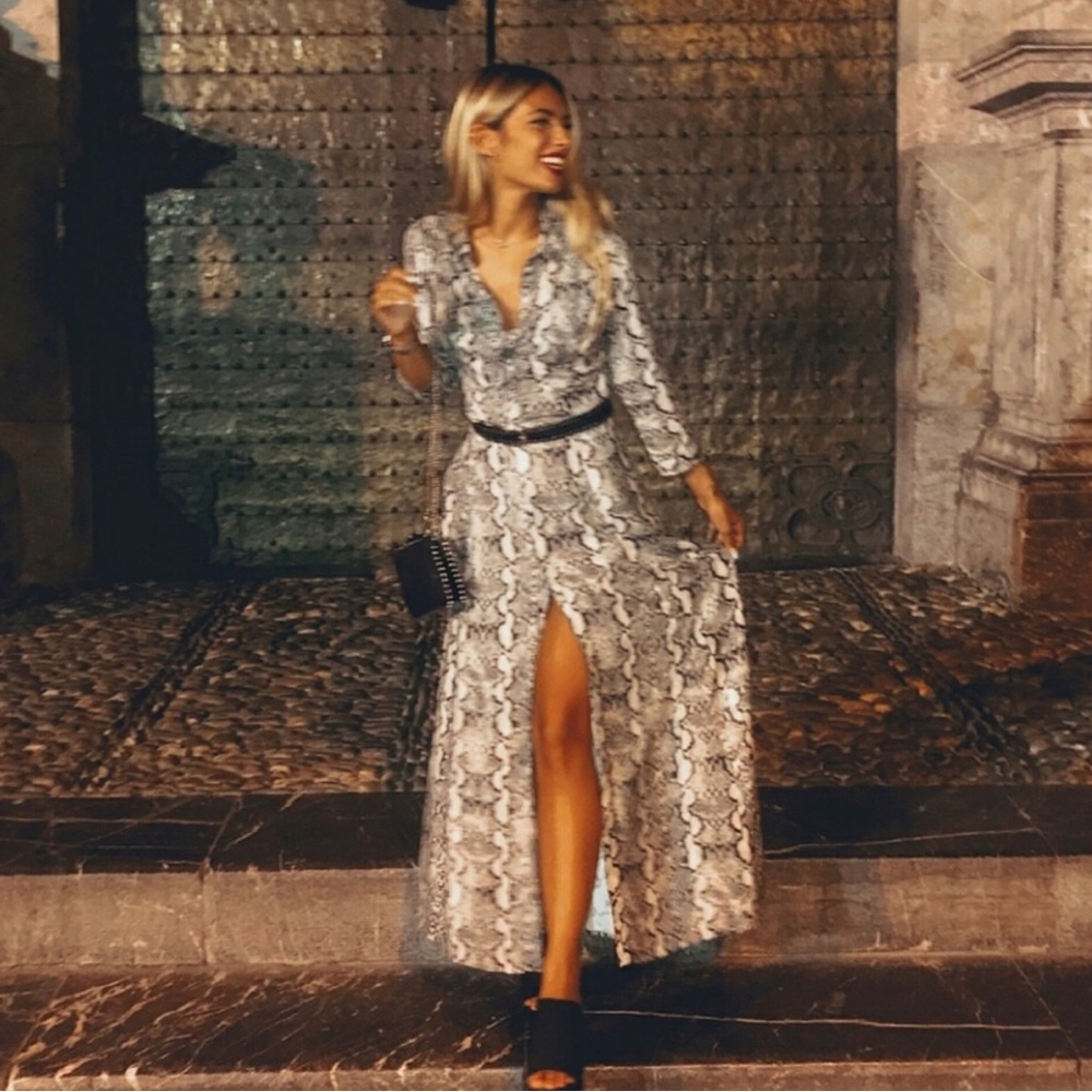ZARA MAXI SNAKE PRINT SHIRT DRESS ANIMAL  BLOGGERES FAVORITE - Picture 8 of 10